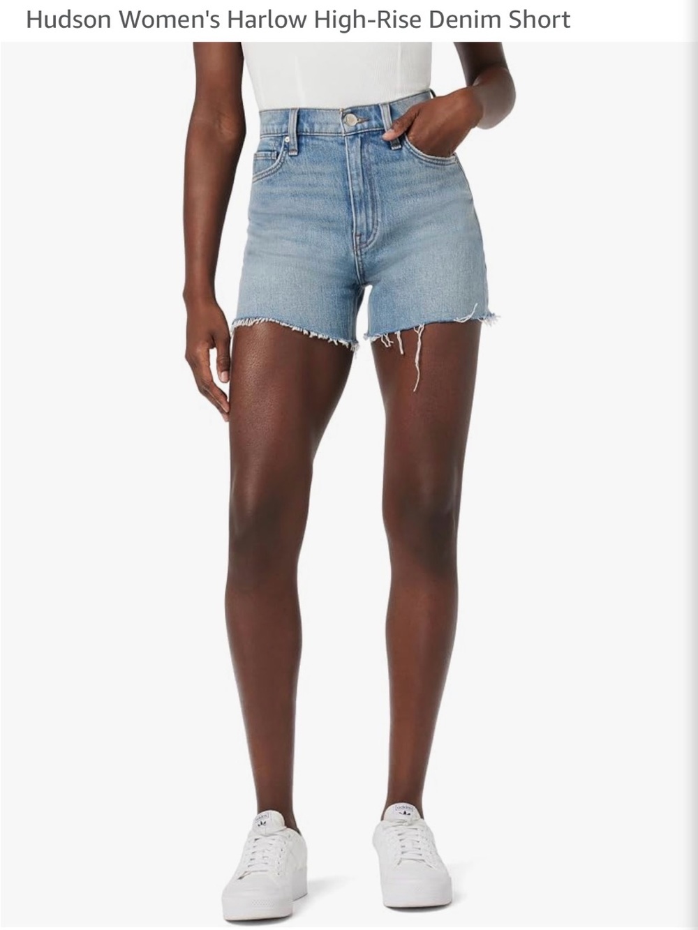 Hudson Jeans Light Blue High-Rise Frayed Denim Shorts